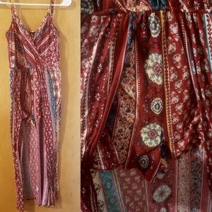 V neck hi lo patterned romper boho